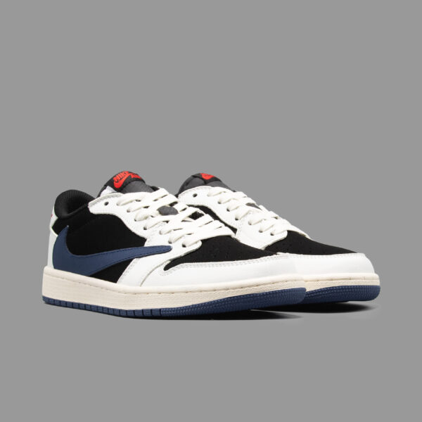 نایکی جردن 1 ساق کوتاه ترویس اسکات سفید سرمه ای | Nike Jordan 1 Low Travis Scott White Navy - Image 2