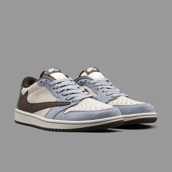 نایکی جردن 1 ترویس اسکات آبی سبز ساق کوتاه | Nike Air Jordan 1 Low Travis Scott Blue Green - Image 2