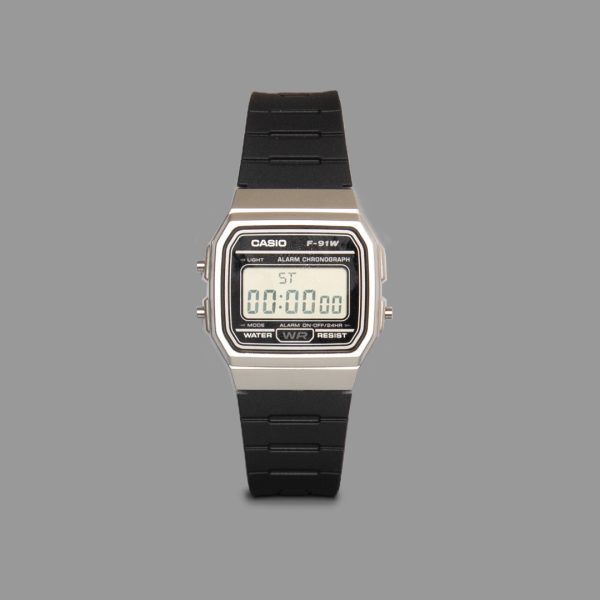 ساعت کاسیو یونیسکس مشکی نقره ای | Casio F91-W Unisex Black Silver