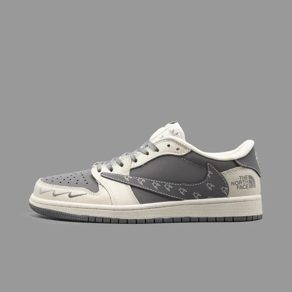 نایکی جردن 1 ترویس اسکات نورث فیس طوسی ساق کوتاه | Nike Air Jordan 1 Low OG Travis Scott North Face
