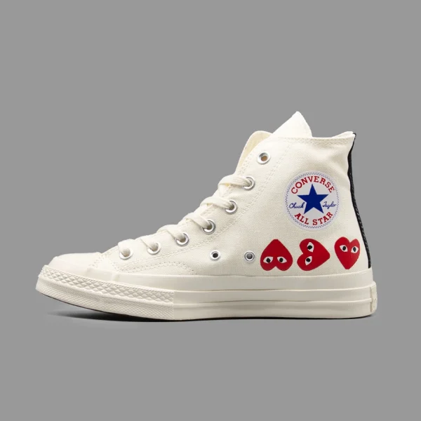 کانورس پلی مولتی هارت سفید ساقدار | Converse Cdg Play Multi Heart White Hightop