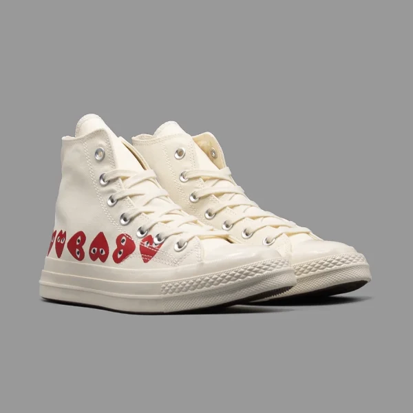 کانورس پلی مولتی هارت سفید ساقدار | Converse Cdg Play Multi Heart White Hightop - Image 2