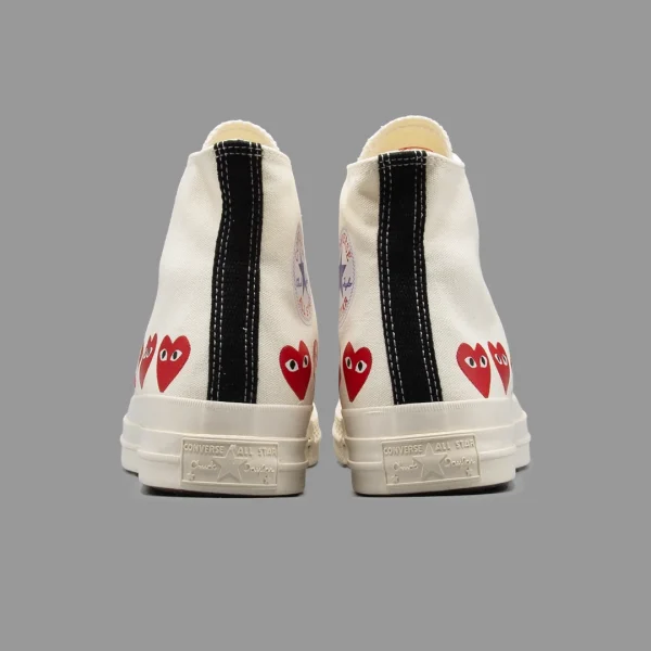 کانورس پلی مولتی هارت سفید ساقدار | Converse Cdg Play Multi Heart White Hightop - Image 4