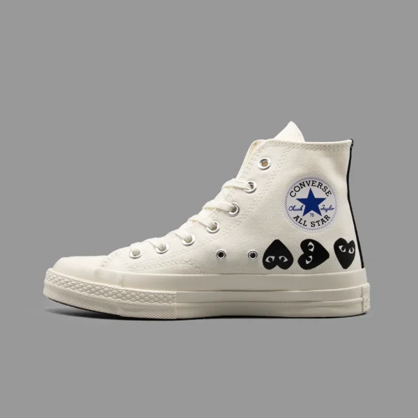 کانورس پلی مولتی هارت سفید مشکی ساقدار | Converse Cdg Play Multi Heart White Black Hightop