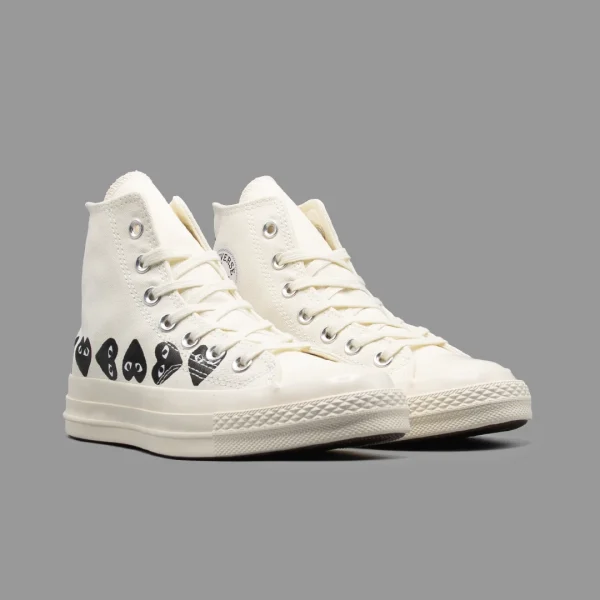 کانورس پلی مولتی هارت سفید مشکی ساقدار | Converse Cdg Play Multi Heart White Black Hightop - Image 2
