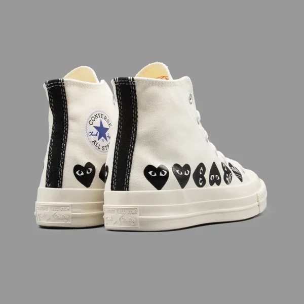 کانورس پلی مولتی هارت سفید مشکی ساقدار | Converse Cdg Play Multi Heart White Black Hightop - Image 3