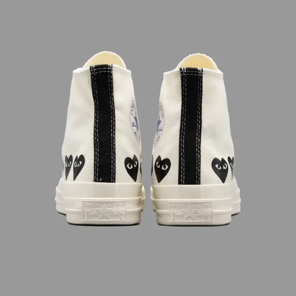 کانورس پلی مولتی هارت سفید مشکی ساقدار | Converse Cdg Play Multi Heart White Black Hightop - Image 4