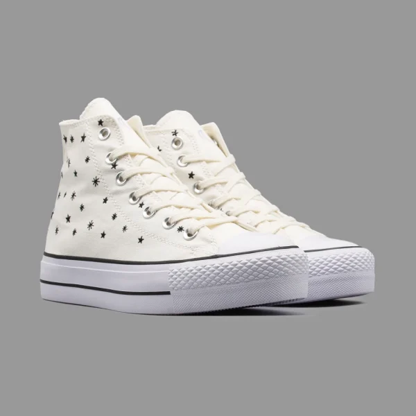کانورس پلتفرم ستاره ای سفید ساقدار | Converse Platform Stars White Hightop - Image 2