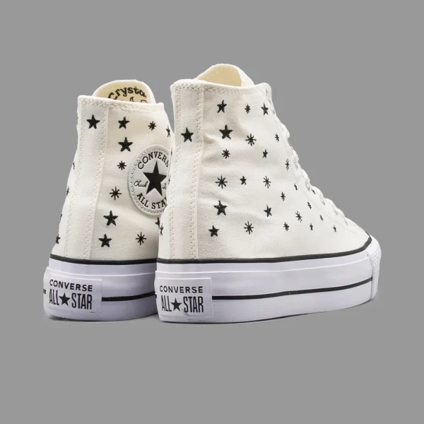 کانورس پلتفرم ستاره ای سفید ساقدار | Converse Platform Stars White Hightop - Image 3