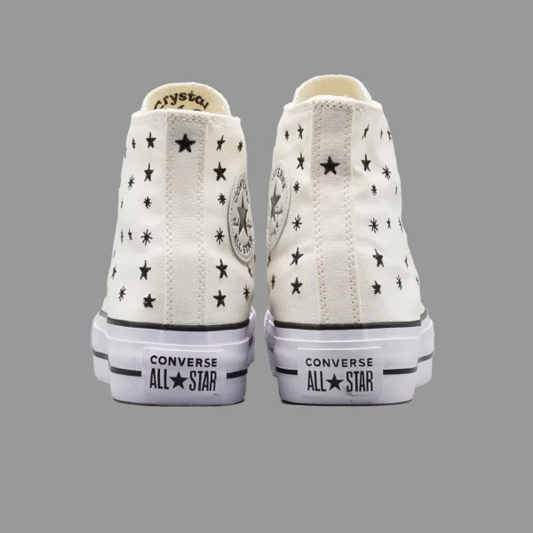 کانورس پلتفرم ستاره ای سفید ساقدار | Converse Platform Stars White Hightop - Image 4