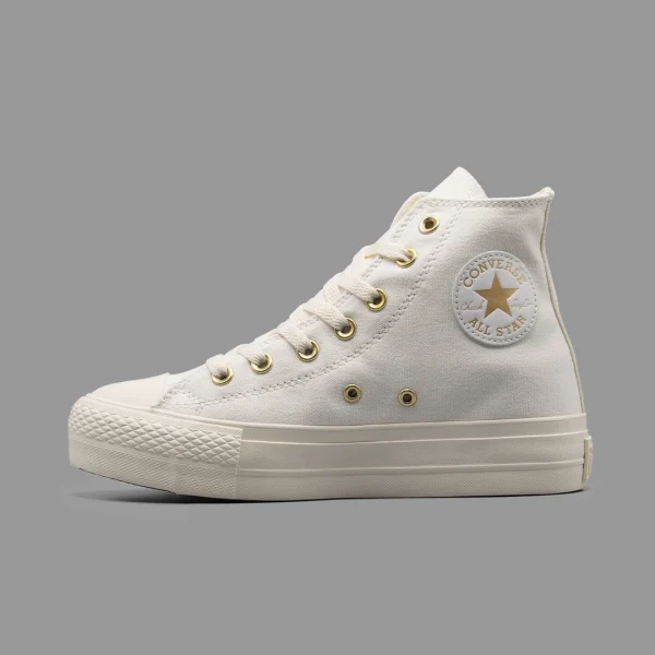 کانورس پلتفرم سفید طلایی ساقدار | Converse Platform White Gold Hightop