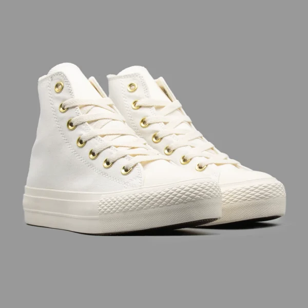 کانورس پلتفرم سفید طلایی ساقدار | Converse Platform White Gold Hightop - Image 2