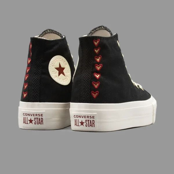 کانورس پلتفرم مشکی قلبی ساقدار | Converse Platform Hearts Black Hightop - Image 3