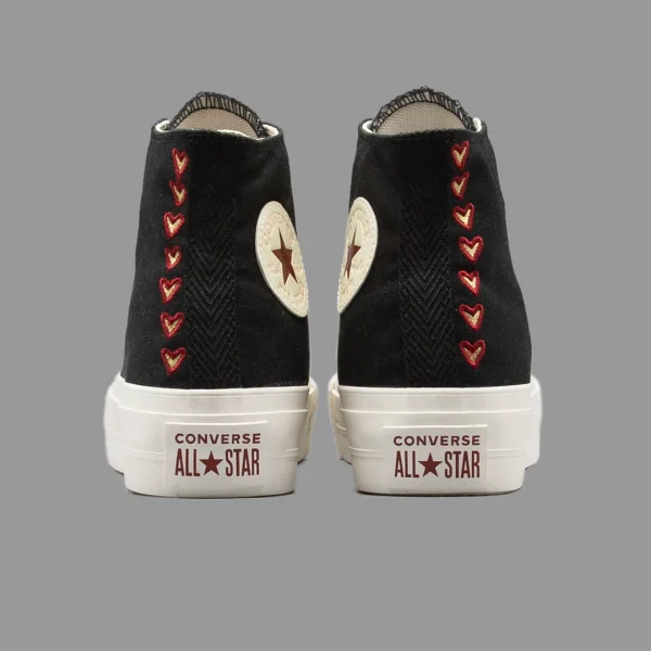 کانورس پلتفرم مشکی قلبی ساقدار | Converse Platform Hearts Black Hightop - Image 4