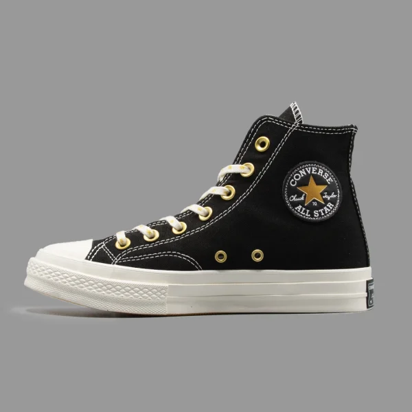 کانورس 1970 ستاره ای مشکی طلایی ساقدار | Converse 1970s Black Gold Stars Hightop