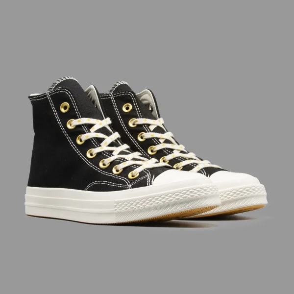 کانورس 1970 ستاره ای مشکی طلایی ساقدار | Converse 1970s Black Gold Stars Hightop - Image 2