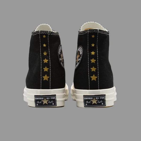 کانورس 1970 ستاره ای مشکی طلایی ساقدار | Converse 1970s Black Gold Stars Hightop - Image 4
