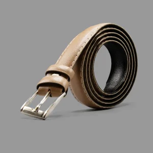 کمربند کلاسیک زنانه چرم بژ | Classic Women's Leather Belt Beige