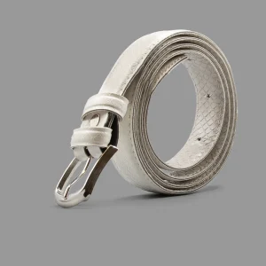 کمربند کلاسیک زنانه چرم سفید | Classic Women's Leather Belt White