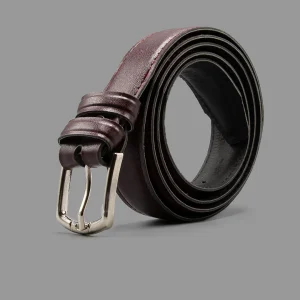کمربند کلاسیک زنانه چرم زرشکی تیره | Classic Women’s Leather Belt Burgundy