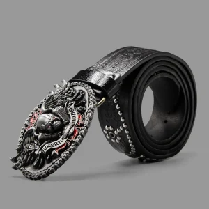 کمربند چرم وسترن کابویی رترو استایل | Leather Western Cowboy Style Retro Buckle Punk